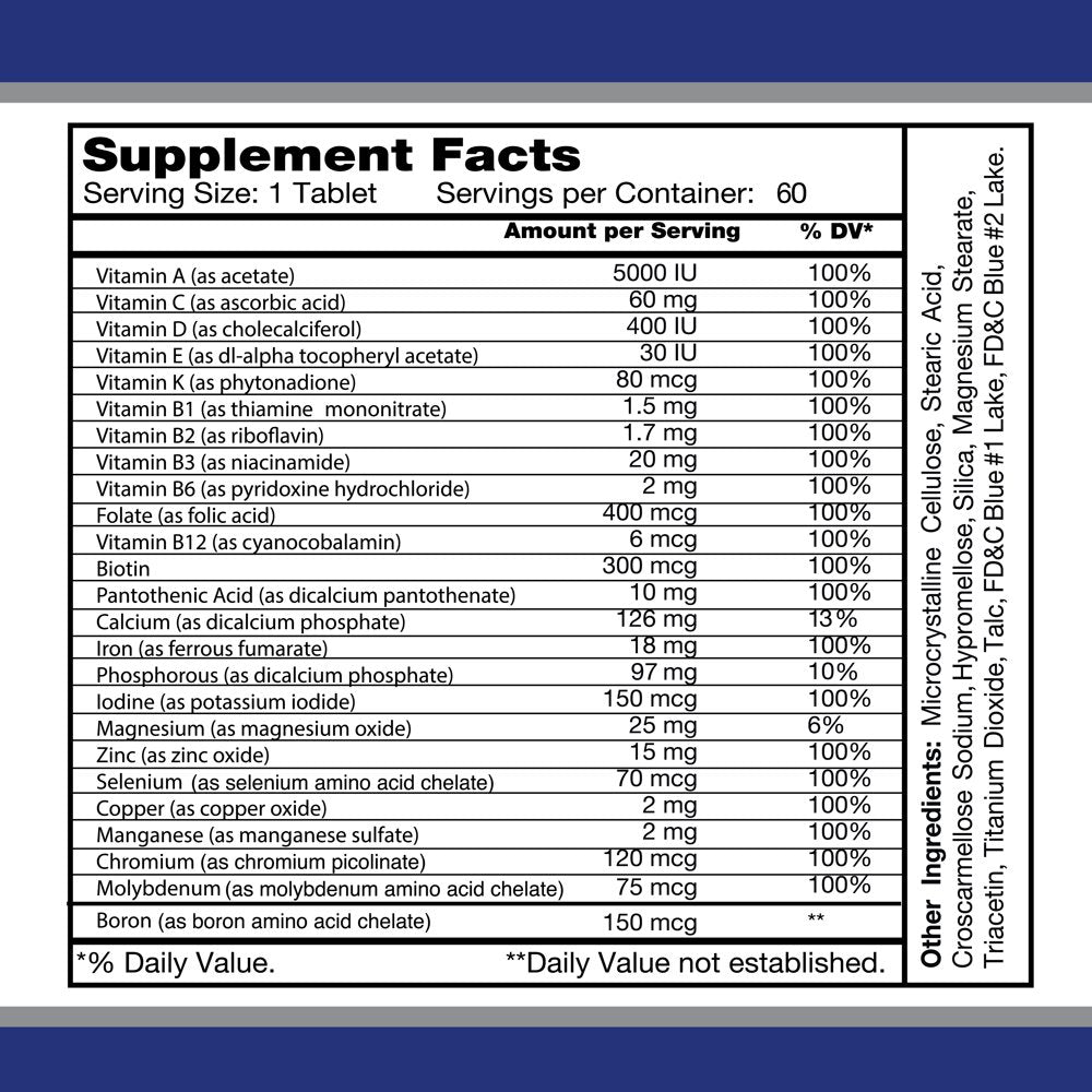 Multi Men Daily Multivitamins Tablets for Men by Alfa Vitamins for Energy + Vitamins - Daily Minerals & Stamina- 60 Tablets - 2 Pack