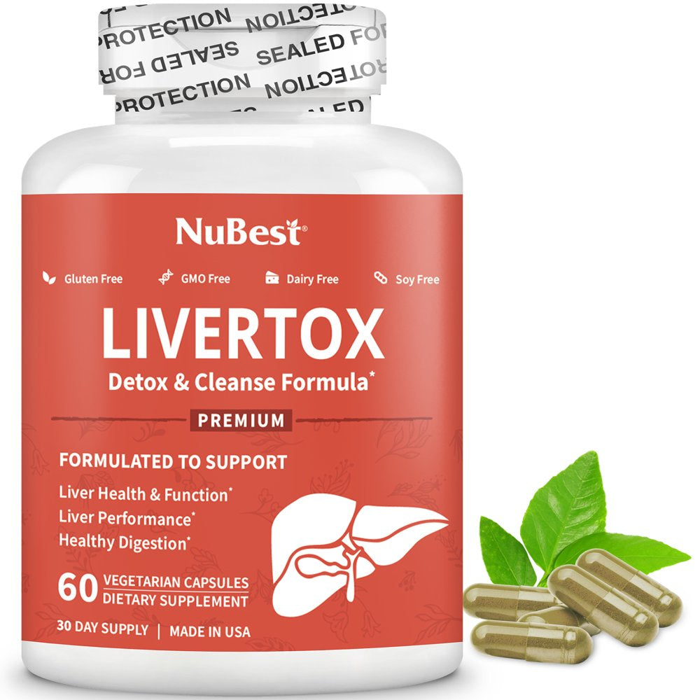 Livertox by Nubest, Natural Liver Cleanse, Detox & Repair, Liver Support Supplement with Milk Thistle, Artichoke, Dandelion, Beet & Choline, 60 Vegan Capsules