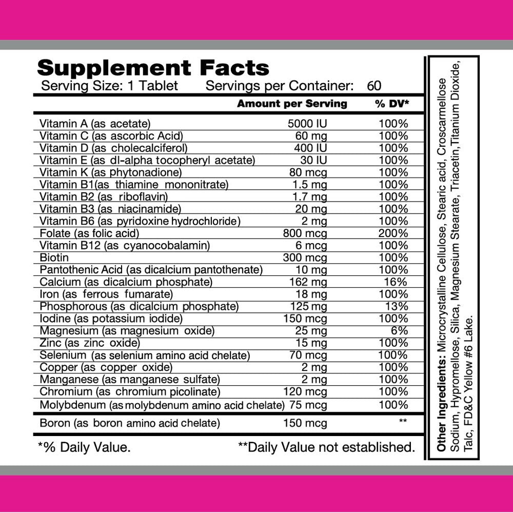 Multi Women - Daily Multivitamins for Women - 60 Tablets - 2 PACK