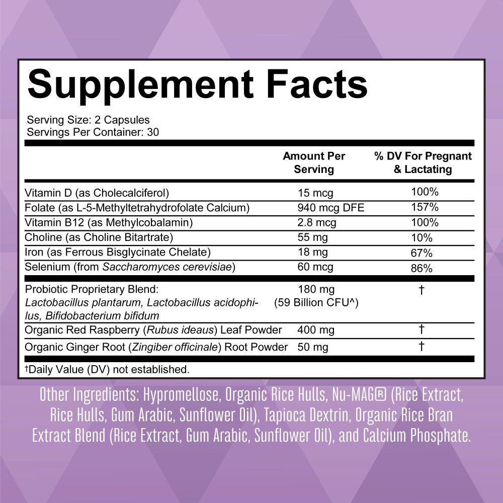 Maryruth Organics | Probiotic Prenatal+ | 59 Billion CFU | Vitamin D3, Iron, Folate | Vegan, Non-Gmo | 60 Capsules |