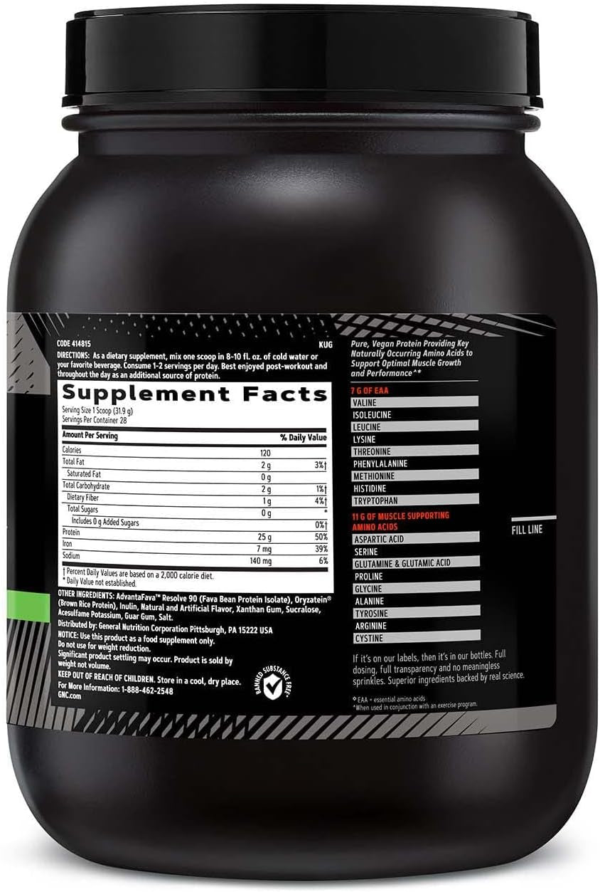 GNC AMP Nature-Based Protein | Vegan Protein for Muscle Growth & Repair | Fuels Athletic Strength & Performance | Vanilla Cookie | 28 Servings