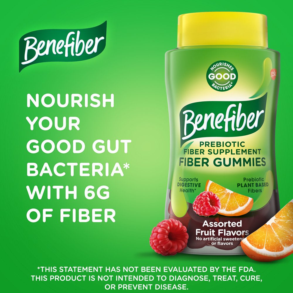 Benefiber Prebiotic Fiber Supplement Gummies for Digestive Health, Assorted Fruit - 81 Count