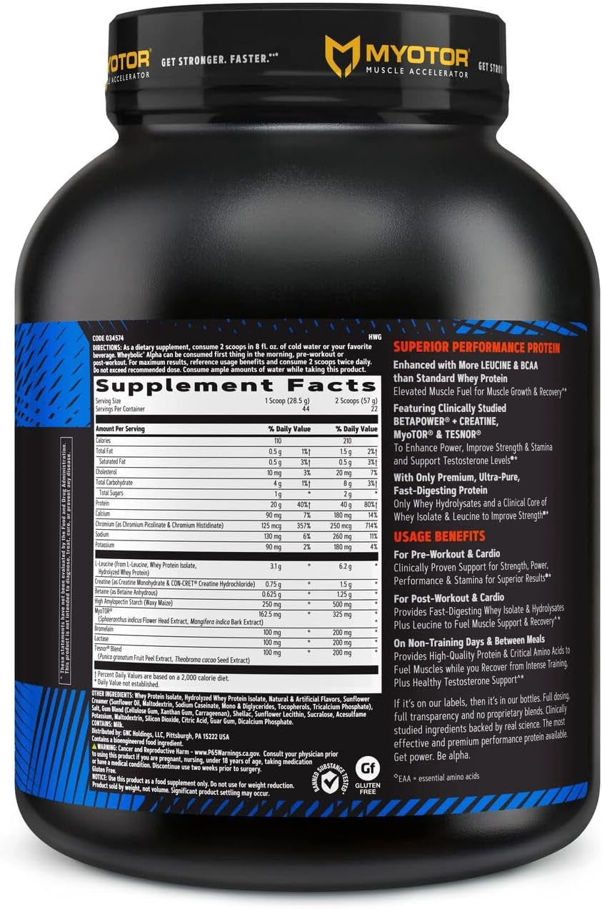 GNC AMP Wheybolic Alpha with Myotor Protein Powder | Targeted Muscle Building and Workout Support Formula with BCAA | 40G Protein | Classic Vanilla | 22 Servings