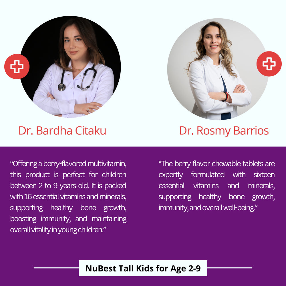 Bundle: Nubest Tall 10+ for Children (10+) and Teens & Nubest Tall Kids 90 Chewable Tablets for Kids Ages 2 to 9