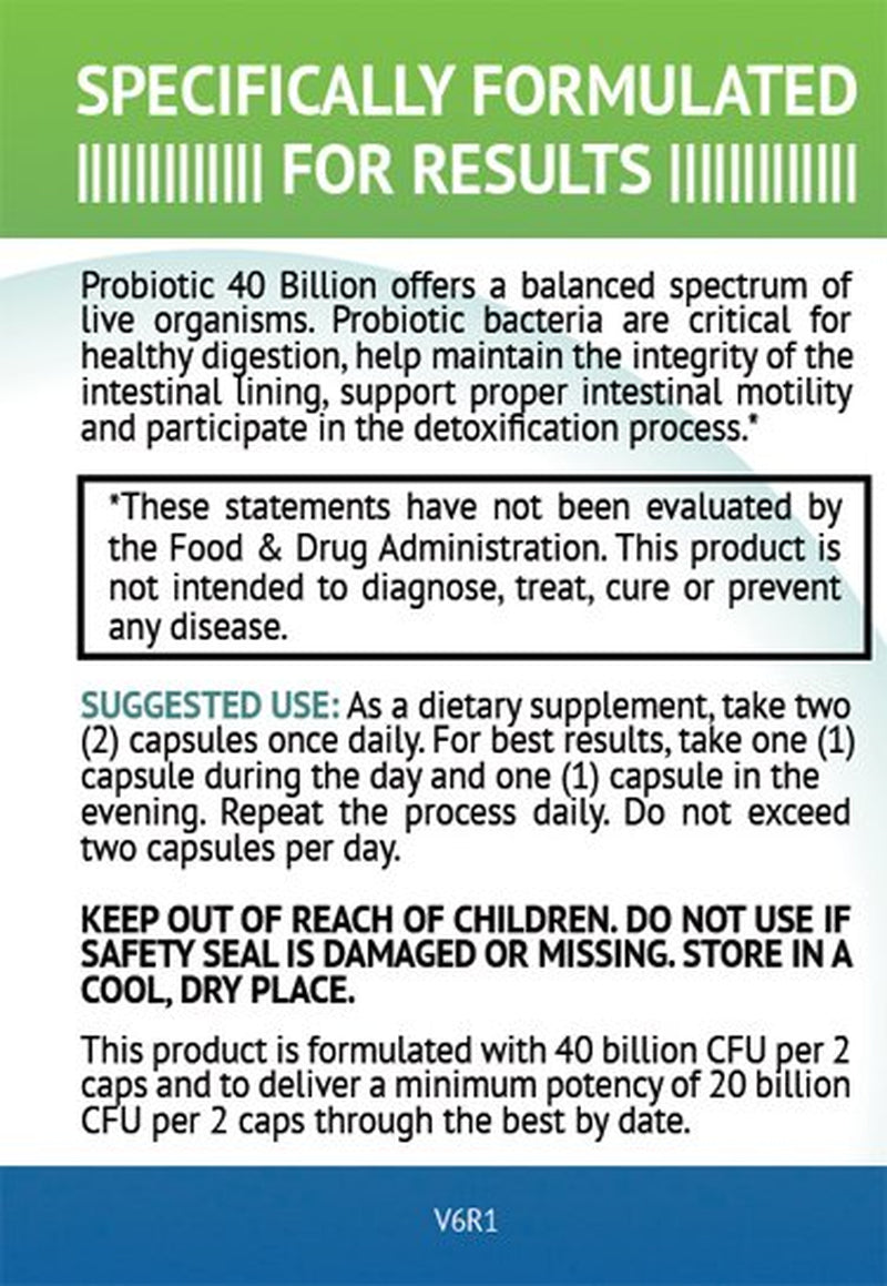 Probiotic 40 Billion CFU Supplement, Maktrek Bi-Pass Technology, Triple Strength, for Men and Women - 60 Capsules