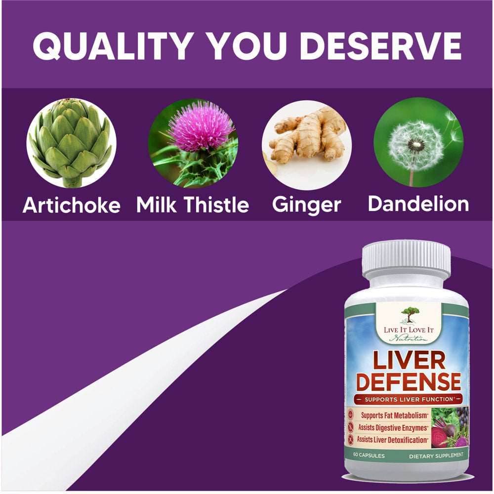 Liver Defense (60 Caps) by Live It Love It, Liver Health Dietary Supplement with Milk Thistle & Zinc