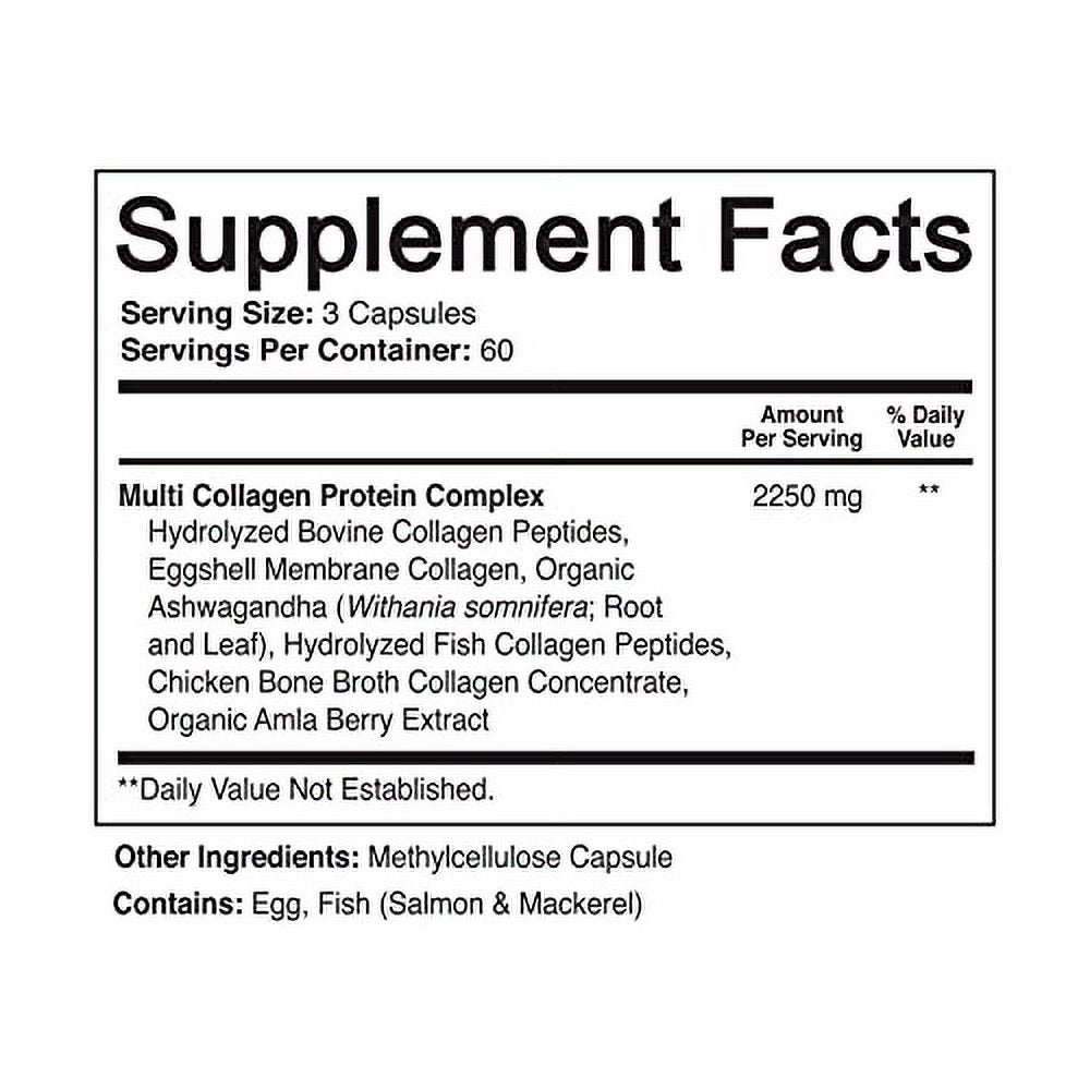 Nutriflair Multi Collagen Peptides 2250Mg, 180 Capsules - Type I, II, III, V, X - Collagen Supplements Complex Powder Pills for Women and Men - Hydrolyzed Protein, Healthy Hair, Skin, Nails - Non-Gmo