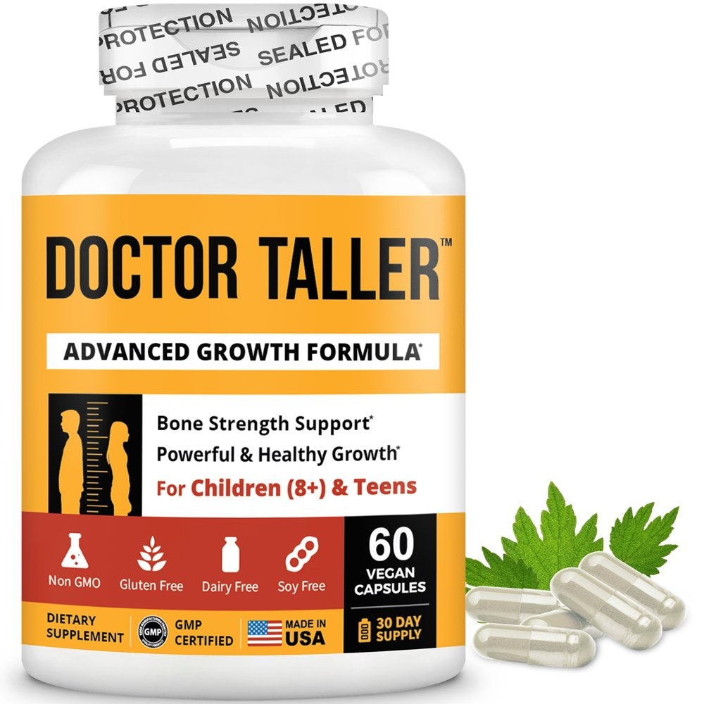 Doctor Taller by Nubest, Support Healthy Height Growth for Children (8+) and Teens, Premium Formula to Help Children and Teens Grow Taller, 60 Vegan Capsules