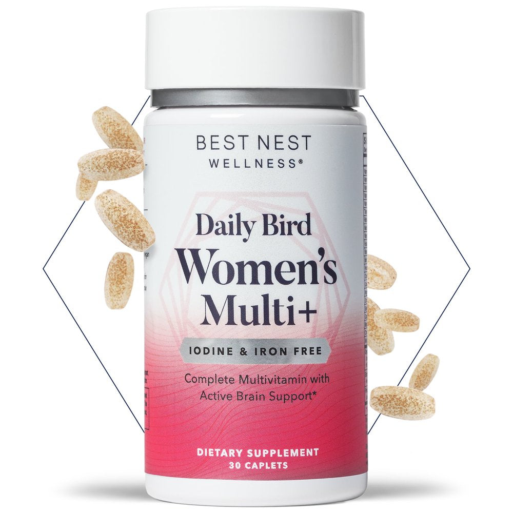 Best Nest Wellness Daily Bird Women'S Multi+ Iodine & Iron Free Vitamins, Vegan Multivitamins, Immune Support, 30 Ct