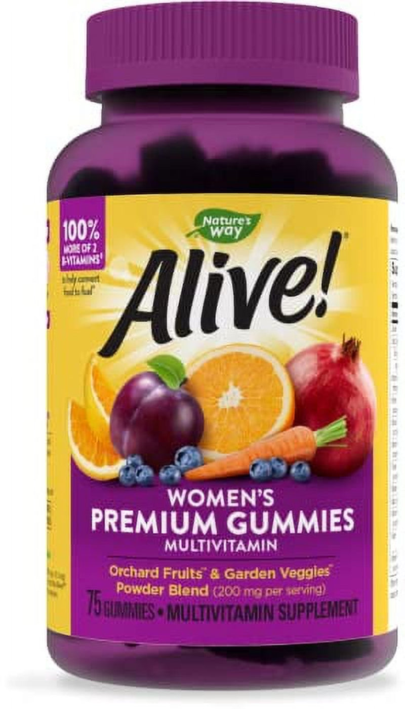 Nature’S Way Alive! Premium Women’S Gummy Multivitamins, Full Vitamin B Complex, Supports Immune Health*, Mixed Fruit Flavored, 75 Gummies