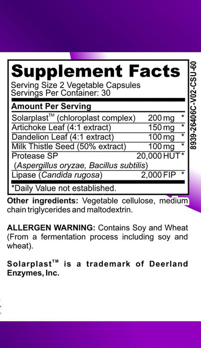 Liver Support Supplement with Milk Thistle, Solarplast & More - 60 Capsules