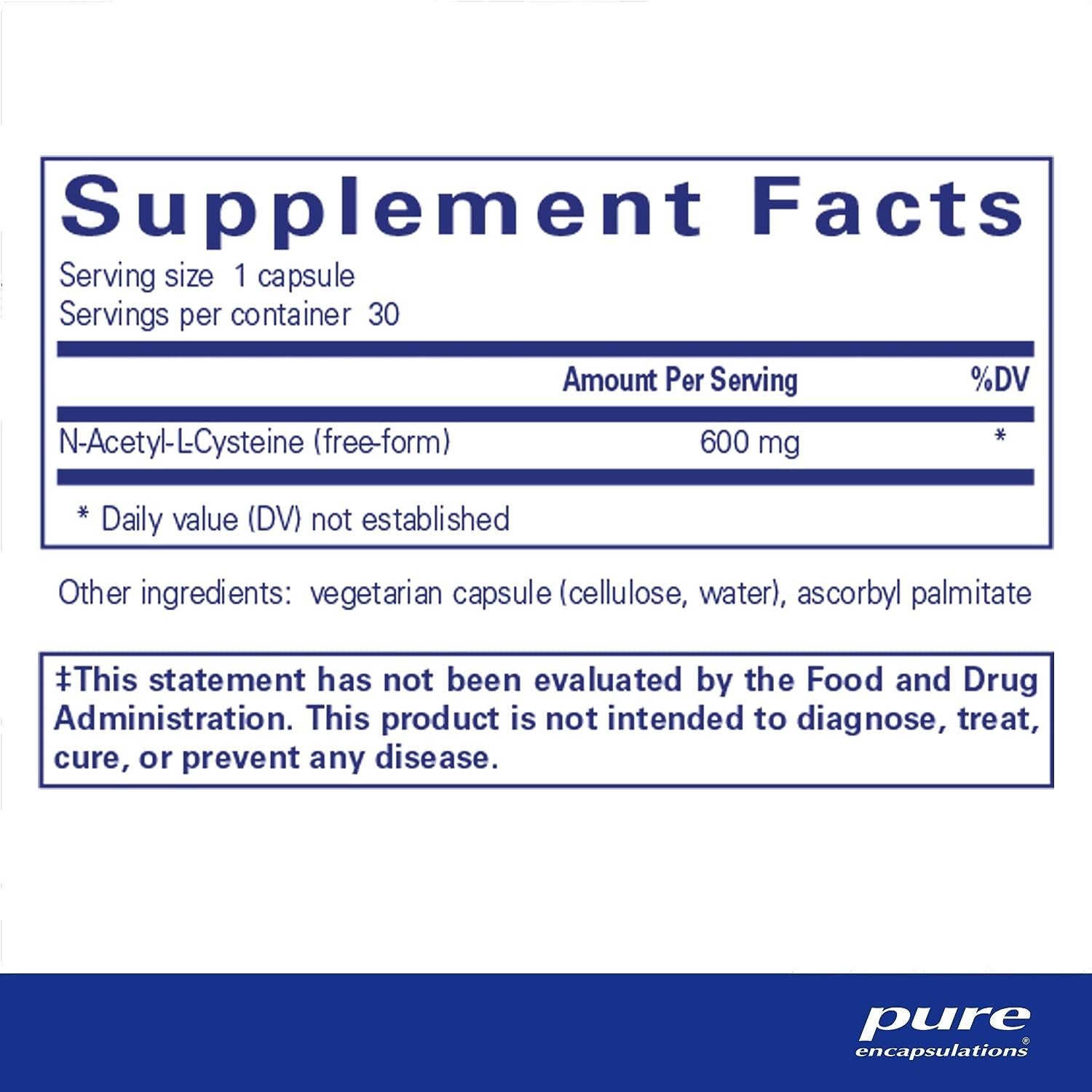 Pure Encapsulations NAC 600 Mg - N-Acetyl Cysteine NAC Supplement for Lung Health & Immune Support, Liver Support & Antioxidants* - with Freeform N-Acetyl-L-Cysteine - 30 Capsules