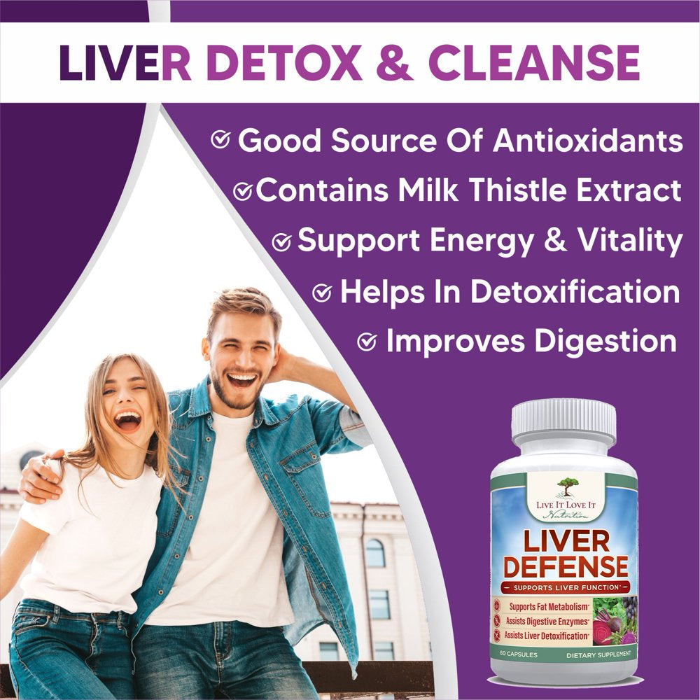 Liver Defense (60 Caps) by Live It Love It, Liver Health Dietary Supplement with Milk Thistle & Zinc
