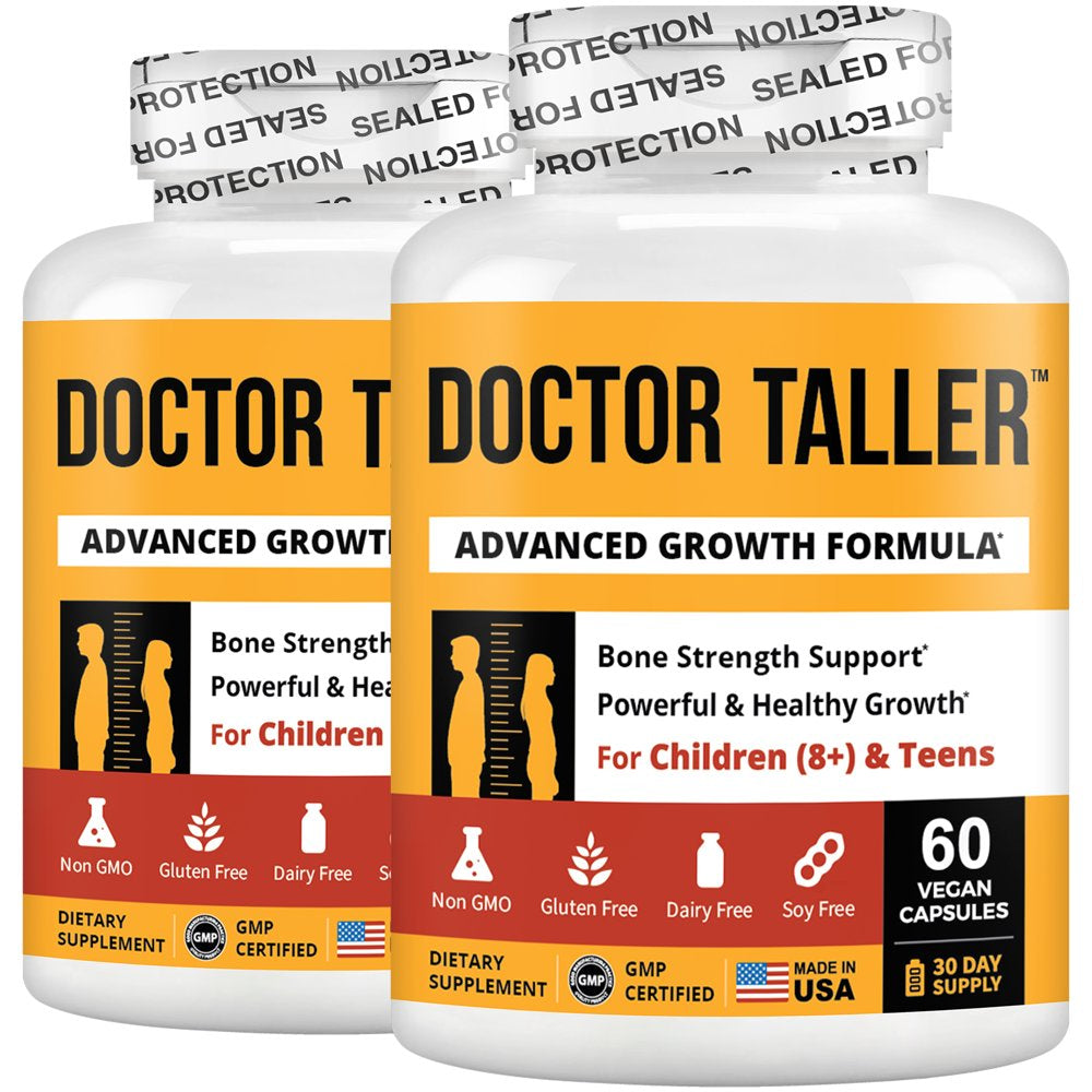 Doctor Taller by Nubest, Support Healthy Growth for Children (8+) and Teens, Premium Growth Supplement, Help Children and Teens Grow, 60 Vegan Capsules (Pack of 2)