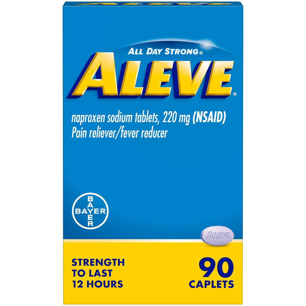 Aleve Caplets Naproxen Sodium Pain Reliever, 90 Count