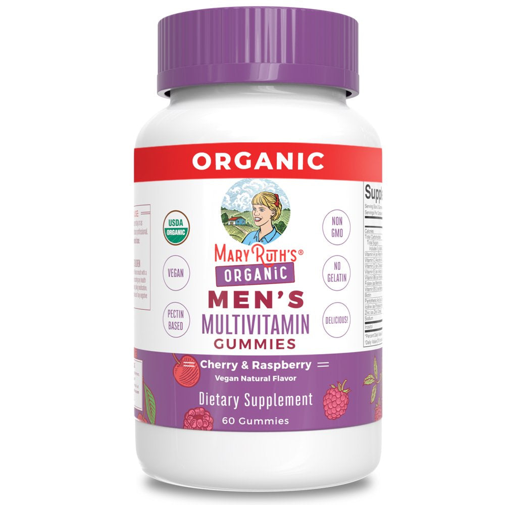Maryruth Organics | Men'S Multivitamin Gummies | Cherry & Raspberry Flavor | 60 Count | Overall Wellness