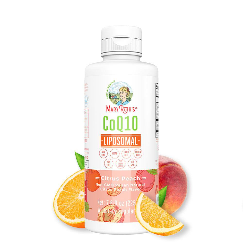 Maryruth Organics | Coq10 Liposomal | High Potency Antioxidant and Energy Support | Vegan | Citrus Peach Flavor | 7.6 Fl Oz / 225 Ml