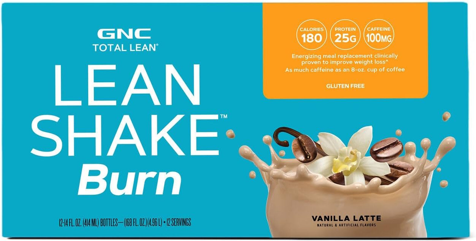GNC Total Lean Lean Shake Burn - Vanilla Latte - 12 Bottles