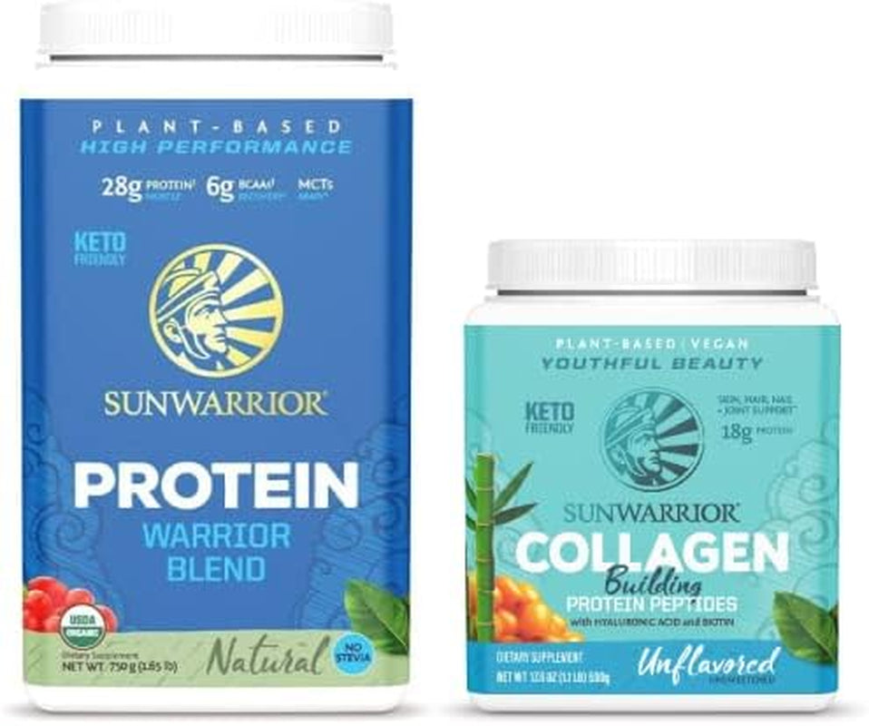 Sunwarrior Vegan Warrior Blend with Bcaas & Pea Protein & Vegan Collagen Building Protein Peptides with Hyaluronic Acid & Biotin