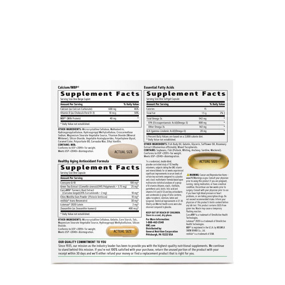 GNC Ultra Mega Women'S 50 plus Vitapak Program | Full Nutrient System Designed for Women over 50 | Supports Bone, Eye, and Brain Health | 30 Packs