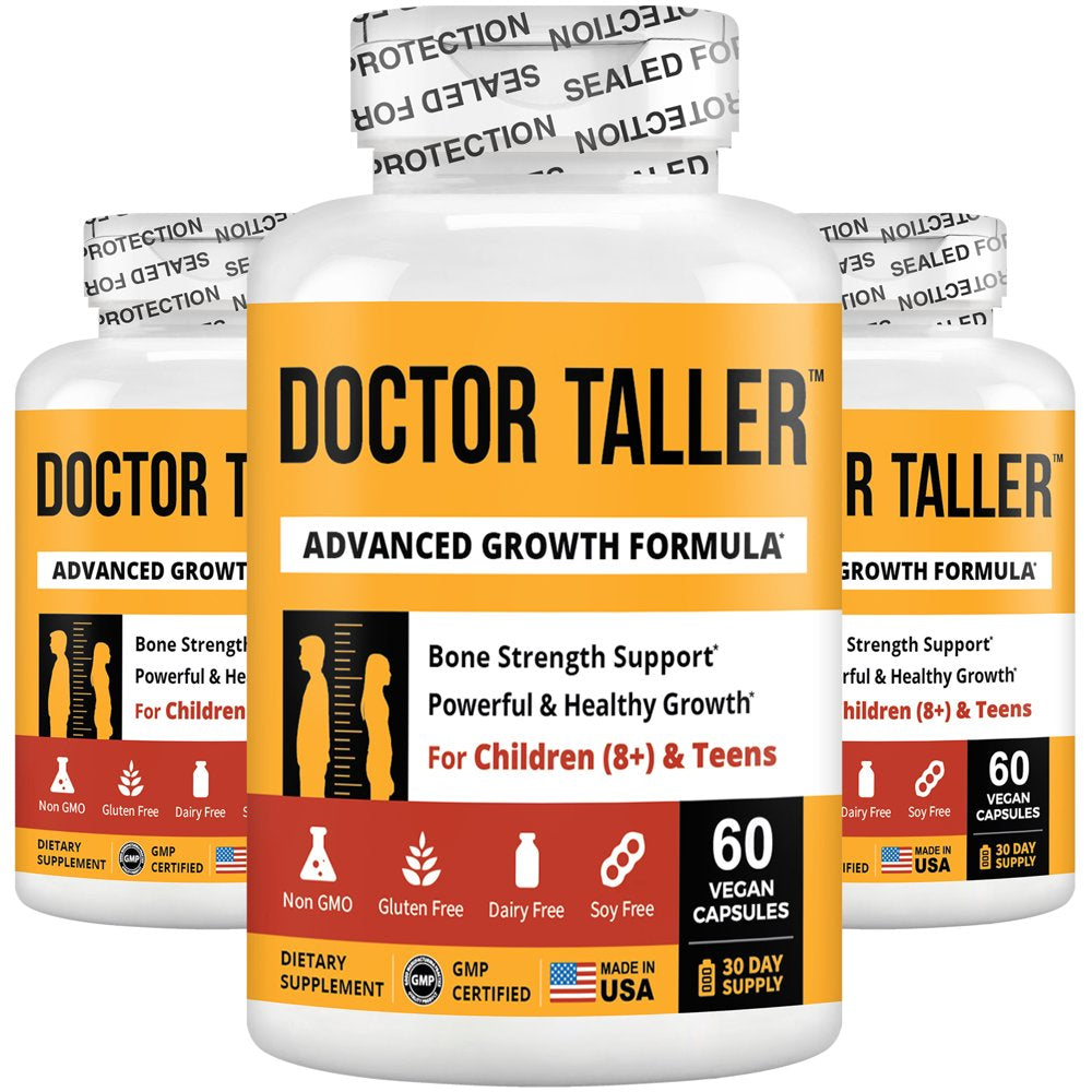 Doctor Taller by Nubest, Support Healthy Growth for Children (8+) and Teens, Premium Growth Supplement, Help Children and Teens Grow, 60 Vegan Capsules (Pack of 3)