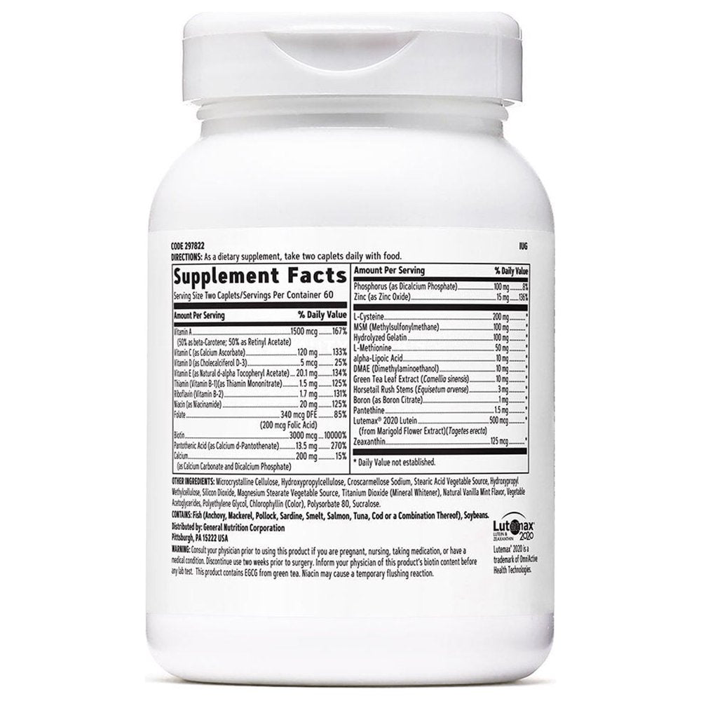 GNC Women'S Hair, Skin & Nails | Daily Multivitamin Blend | Biotin (3,000 Mcg), Hyaluronic Acid, Vitamins C & E with Niacin | Added Antioxidants | Supports Womens Health and Beauty | 120 Caplets