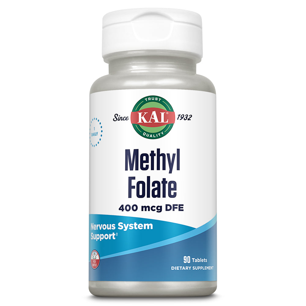KAL Methyl Folate 400 Mcg | 5-MTHF Active Form | Healthy Heart, Mind, Mood & Prenatal Support | 90 Tablets