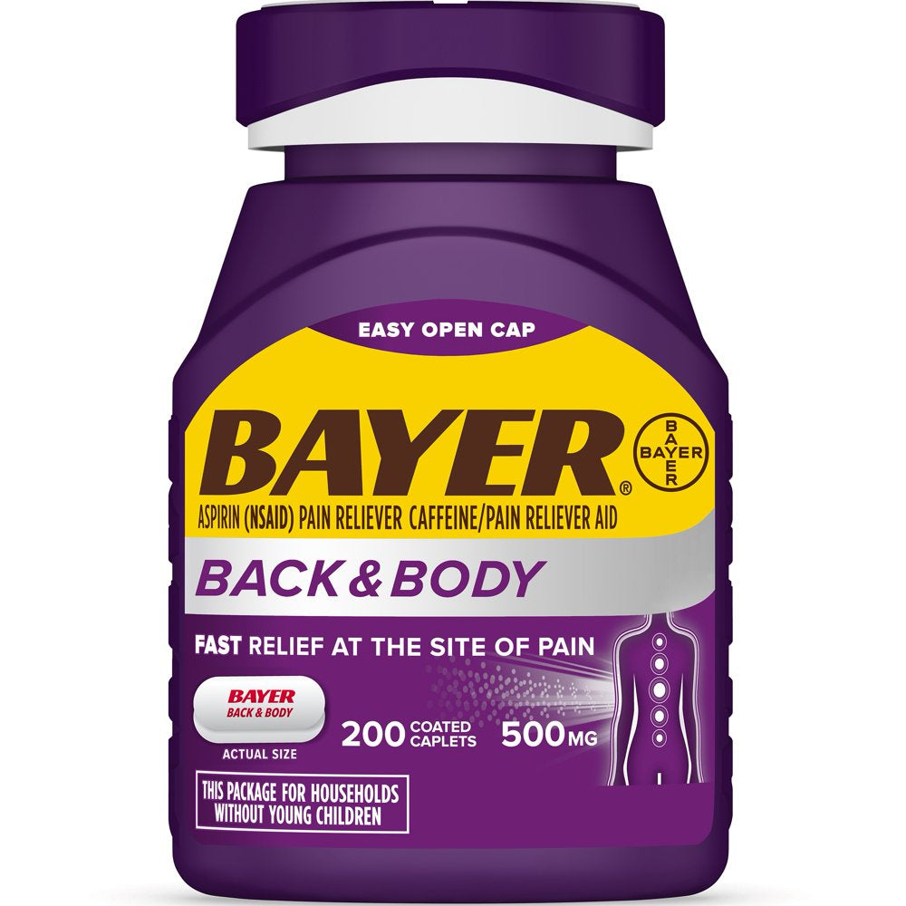 Bayer Back & Body Extra Strength Pain Reliever Aspirin W Caffeine, 500Mg Coated Tablets, 200 Count