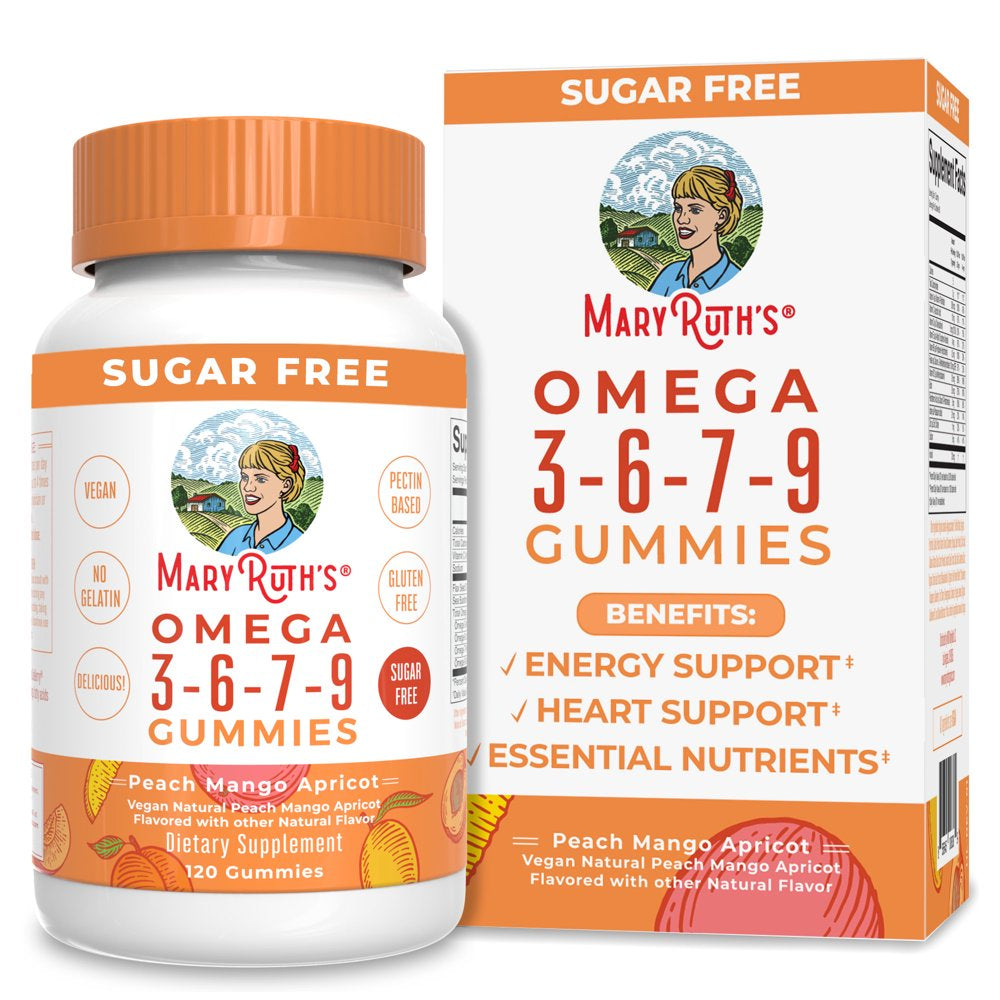 Maryruth Organics Omega 3, 6, 7, 9 Gluten Free Dietary Supplements, 120 Gummies