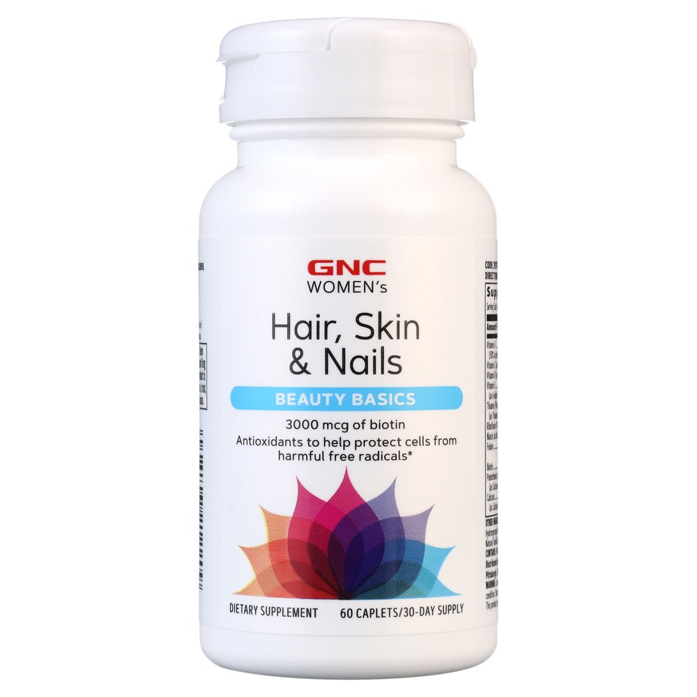 GNC Hair, Skin, & Nails Beauty Program, 30-Day Supply, 3-Part Kit Featuring 3000 Mcg Biotin, Vitamins, Minerals, Omegas, and Collagen