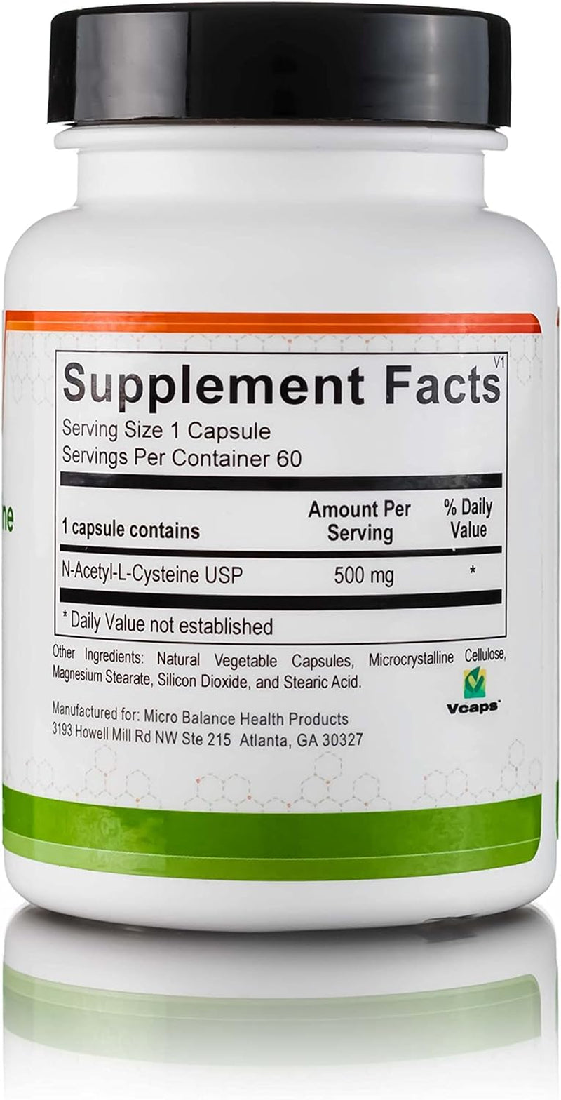 Micro Balance N-Acetyl Cysteine Amino Acid Supplement for Respiratory and Immune Support, Liver, and Antioxidants* | 60 Capsules