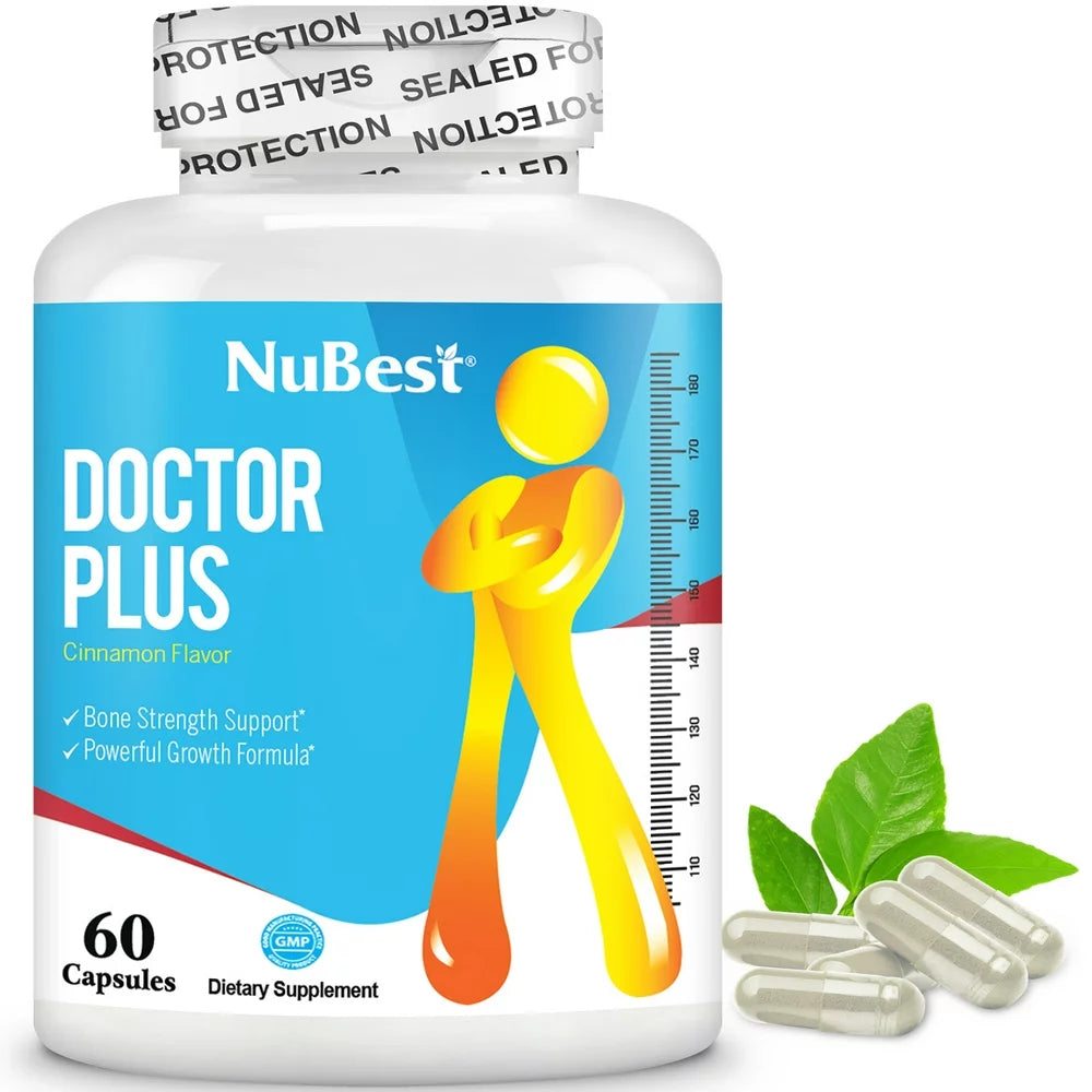 Doctor plus by Nubest, Powerful Height Growth Formula, Grow Taller Supplement for Children (10+) and Teenagers , 60 Capsules