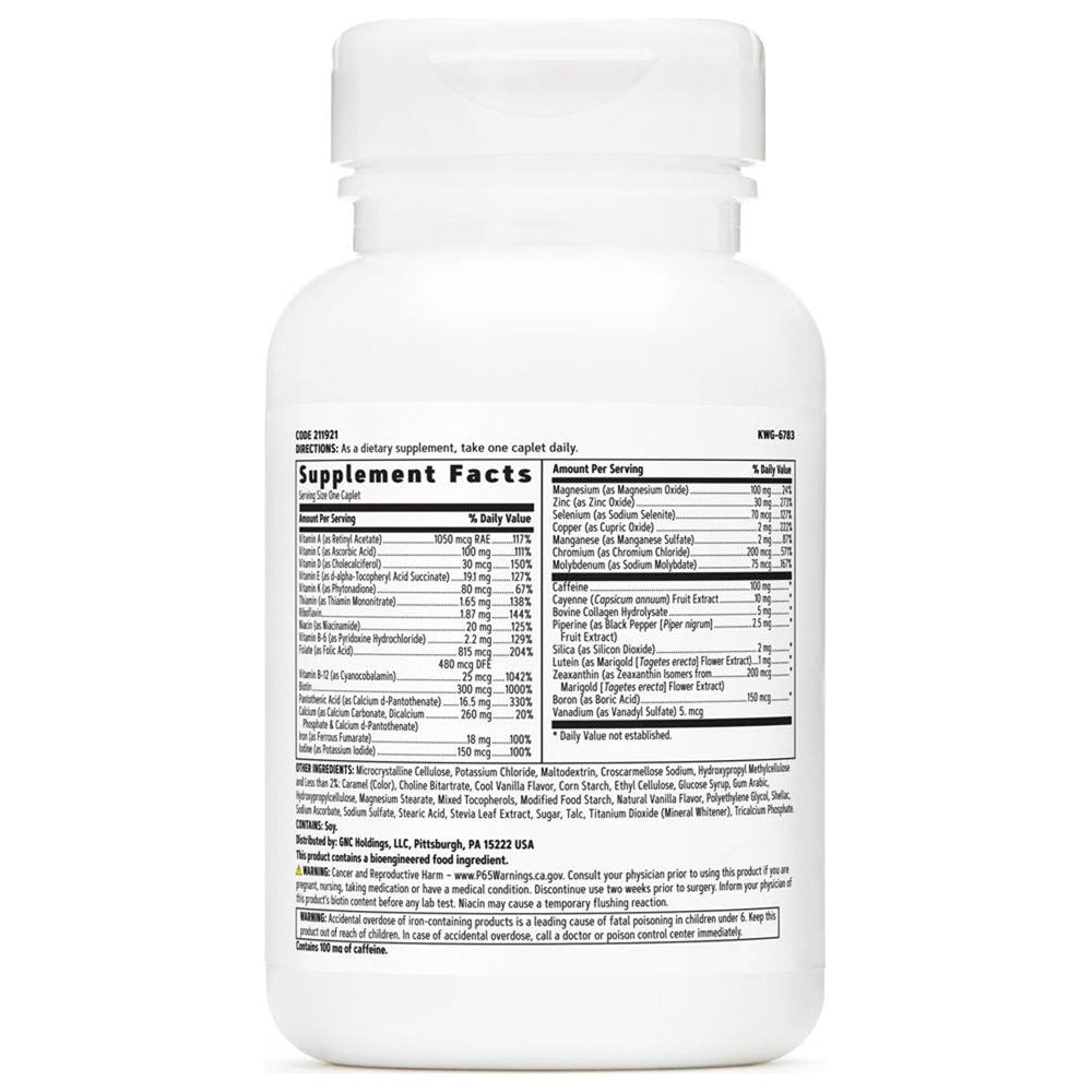 GNC Women'S One Daily Multivitamin - Energy & Metabolism| Supports Increased Energy, Performance, Focus, Metabolism, and Cardiovascular Health | Daily Supplement for Women| 60 Caplets