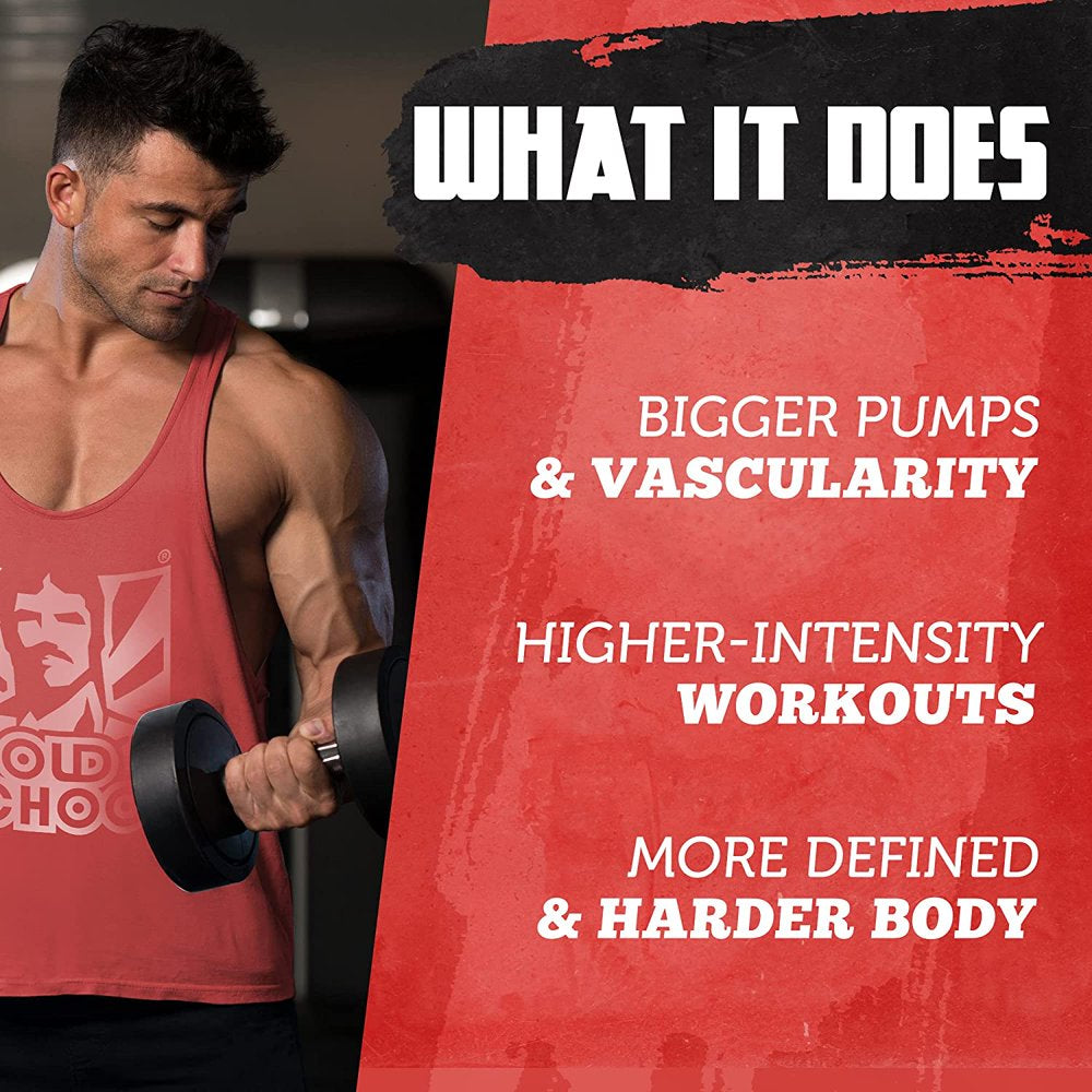 OLD SCHOOL VINTAGE BURST – Long Lasting Nitric Oxide Booster & Pump Supplement, Enhanced Blood Flow, Vascularity, Volumizer, Arginine, Maca, Spectra, Vanadyl, All Natural, 120 Capsules