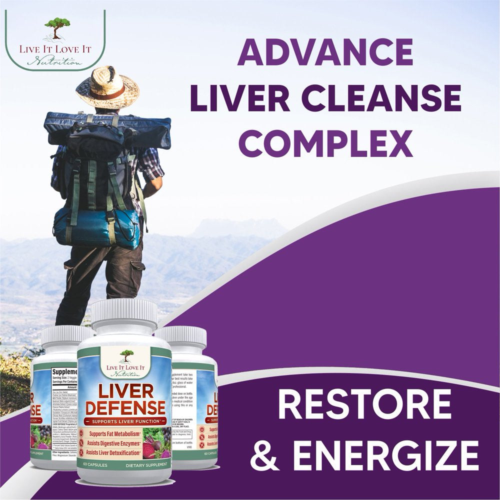 Liver Defense (60 Caps) by Live It Love It, Liver Health Dietary Supplement with Milk Thistle & Zinc