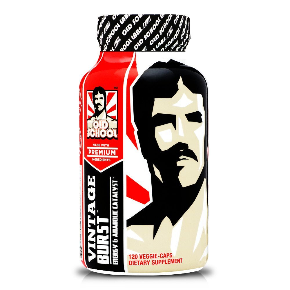 OLD SCHOOL VINTAGE BURST – Long Lasting Nitric Oxide Booster & Pump Supplement, Enhanced Blood Flow, Vascularity, Volumizer, Arginine, Maca, Spectra, Vanadyl, All Natural, 120 Capsules